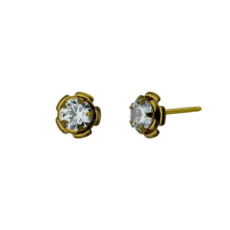 BRINCO FORTUNATO FLORAL COM ZIRCÔNIA CRISTAL NO BRUTO