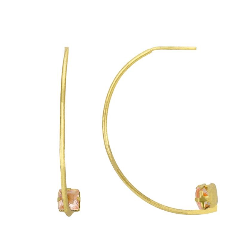 BRINCO FORTUNATO MEIA ARGOLA COM ZIRCÔNIA CARRÉ 5MM NO BRUTO