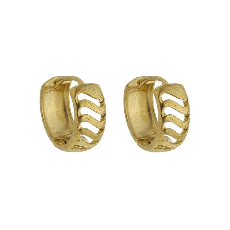 BRINCO FORTUNATO ARGOLINHA CLICK VAZADA COM LISTRAS ONDULADAS NO BRUTO