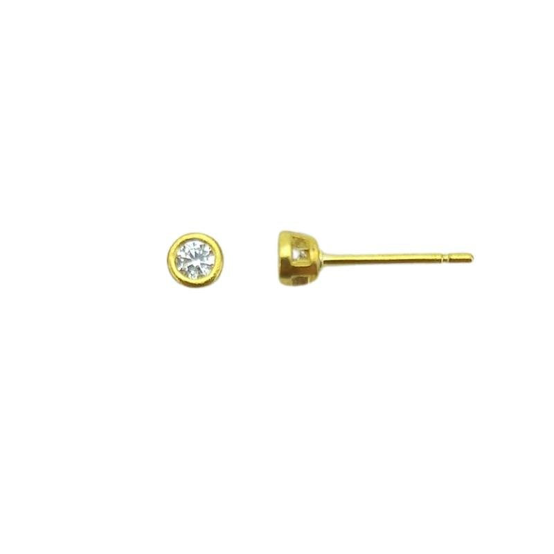 BRINCO FORTUNATO ZIRCÔNIA REDONDA 4MM CRISTAL EM GALERIA NO BRUTO
