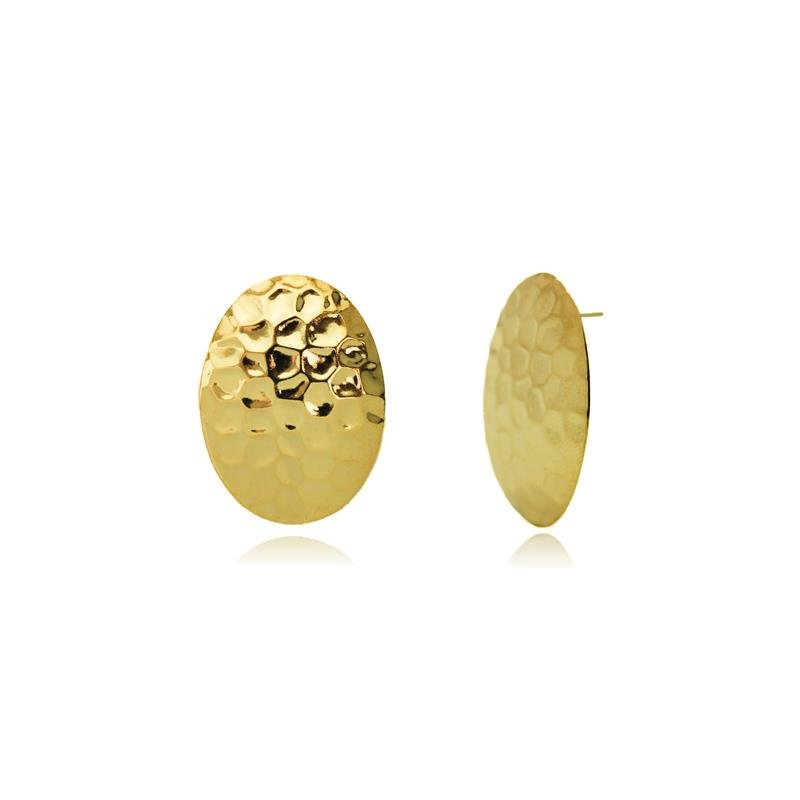 BRINCO FORTUNATO OVAL ABAULADO 32MM ESTAMPADO NO BRUTO