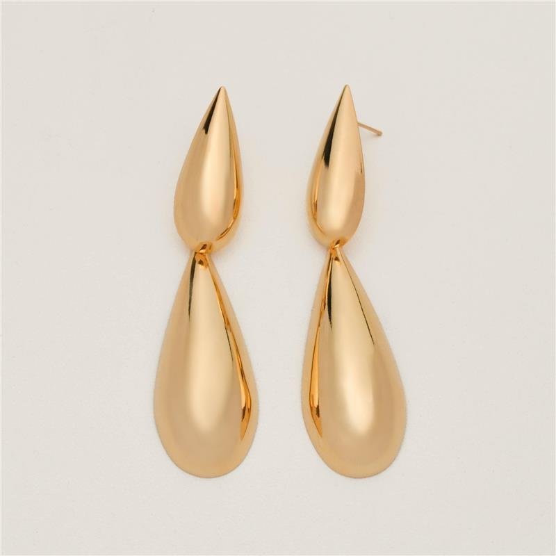 BRINCO FORTUNATO DUPLO GOTAS ABAULADAS 78MM NO BRUTO