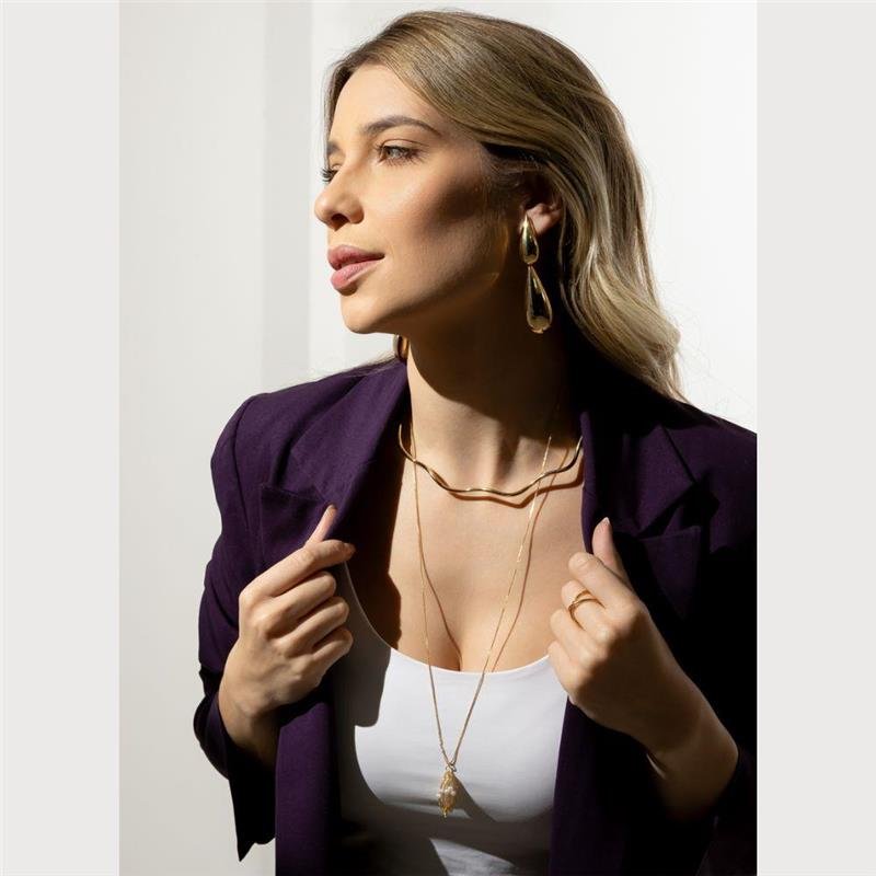 BRINCO FORTUNATO DUPLO GOTAS ABAULADAS 78MM NO BRUTO