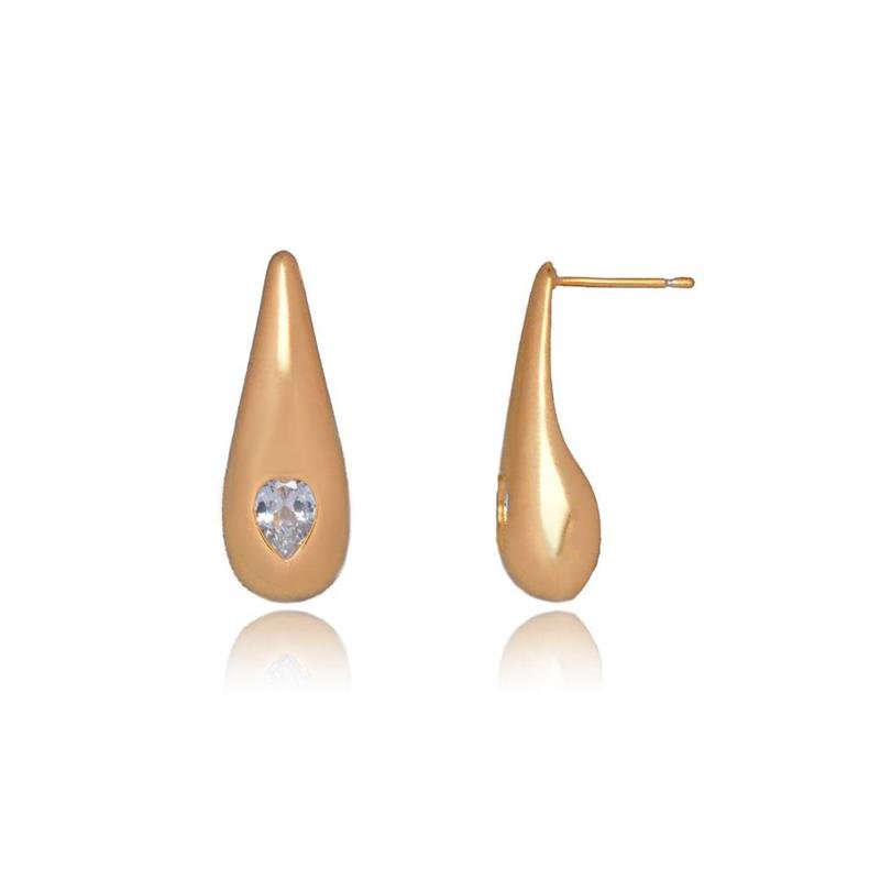BRINCO FORTUNATO GOTA 27MM COM ZIRCÔNIA CRISTAL NO BRUTO