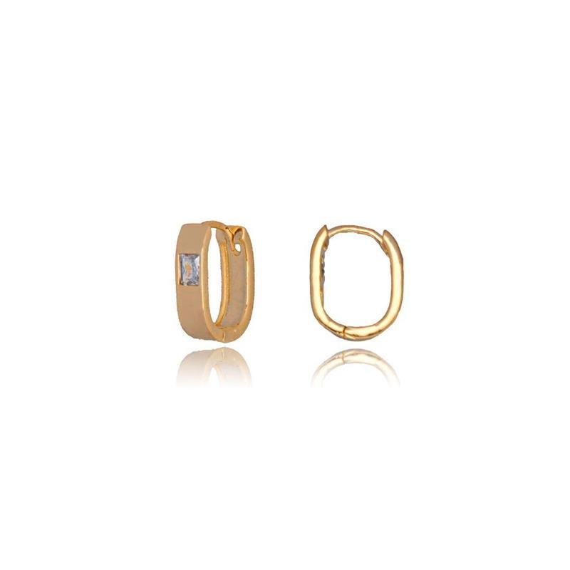 BRINCO FORTUNATO ARGOLINHA CLICK RETANGULAR 15MM COM ZIRCÔNIA CRISTAL NO BRUTO