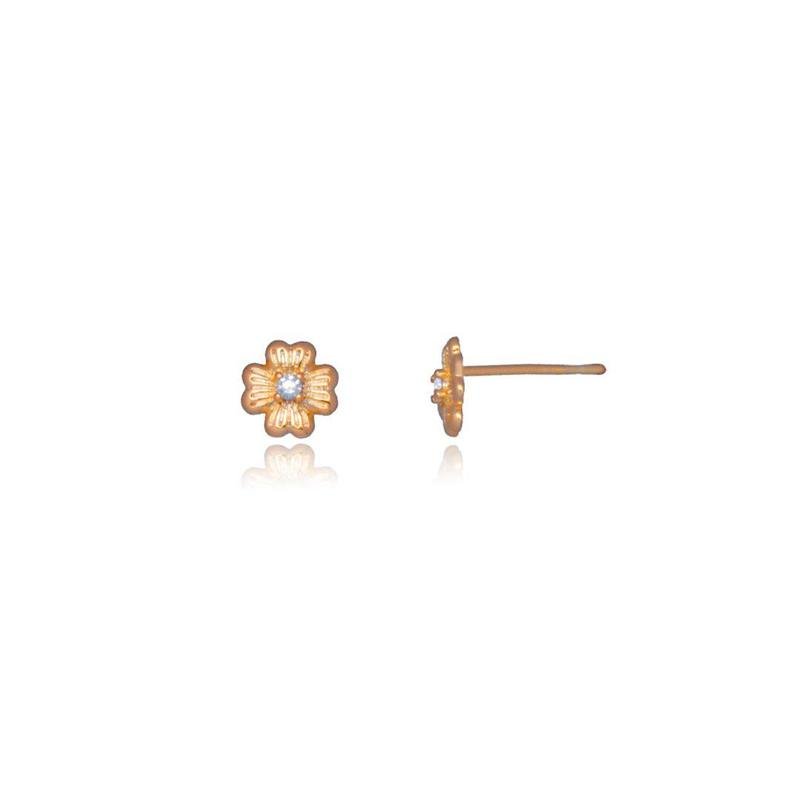BRINCO FORTUNATO FLOR 7MM COM PONTO DE LUZ CRISTAL NO BRUTO