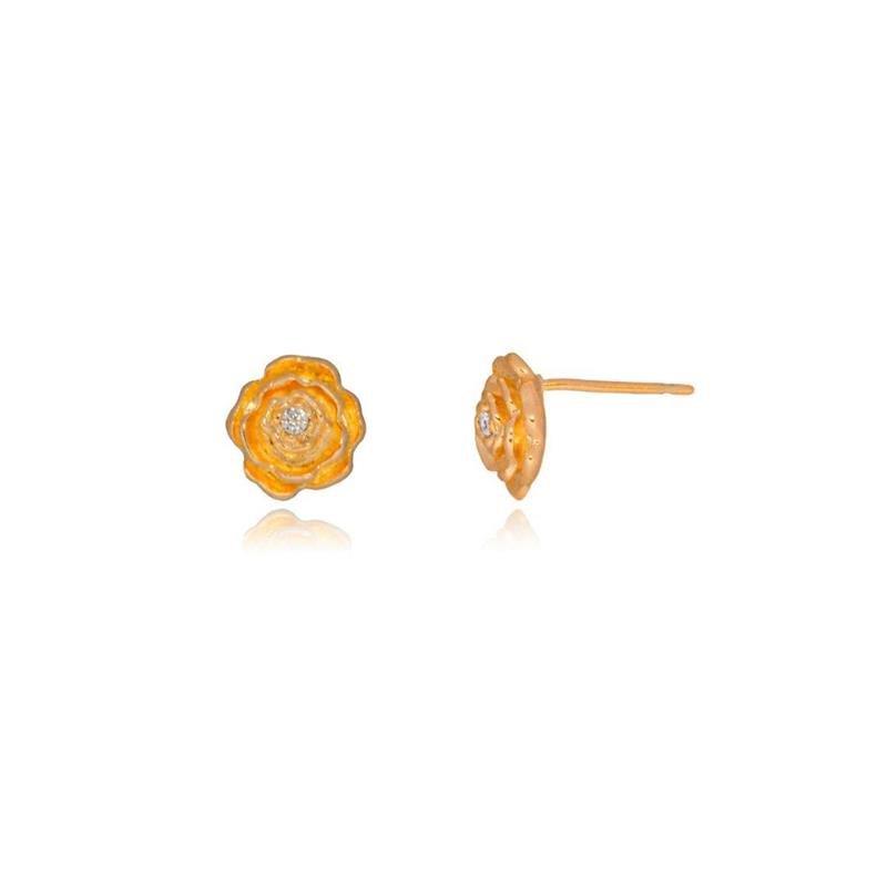 BRINCO FORTUNATO FLOR 9MM COM PONTO DE LUZ CRISTAL NO BRUTO