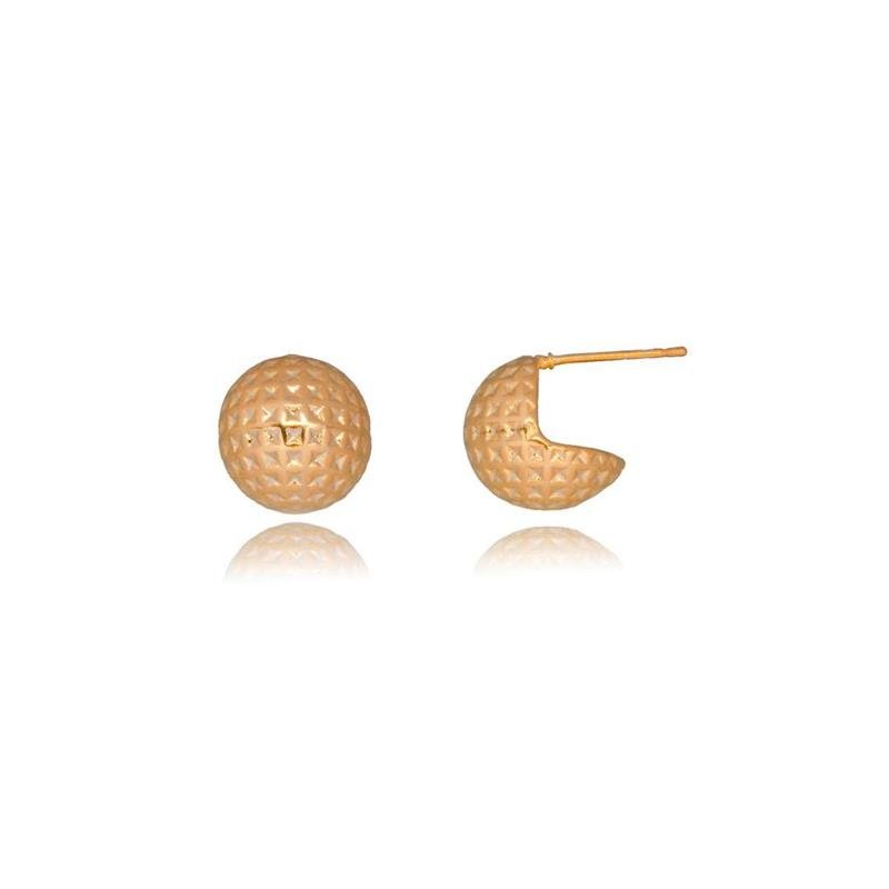 BRINCO FORTUNATO MEIA ESFERA TEXTURIZADO 13MM NO BRUTO