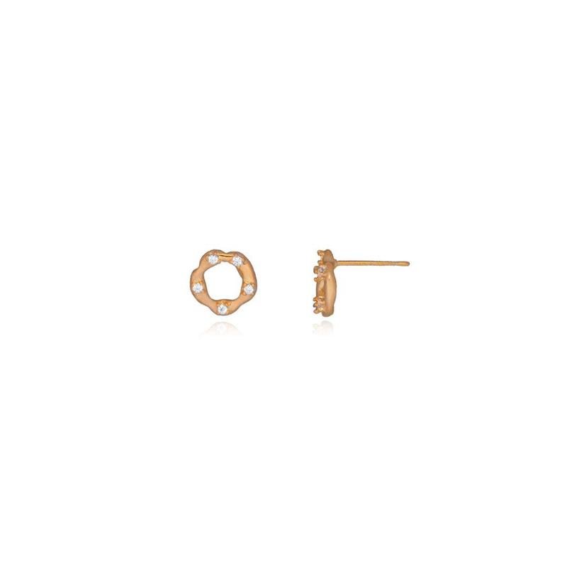 BRINCO FORTUNATO REDONDO ORGÂNICO CRAVEJADO 10MM CRISTAL NO BRUTO