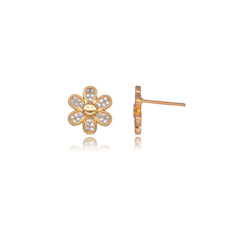 BRINCO FORTUNATO MARGARIDA SORRINDO CRAVEJADA 12MM CRISTAL NO BRUTO