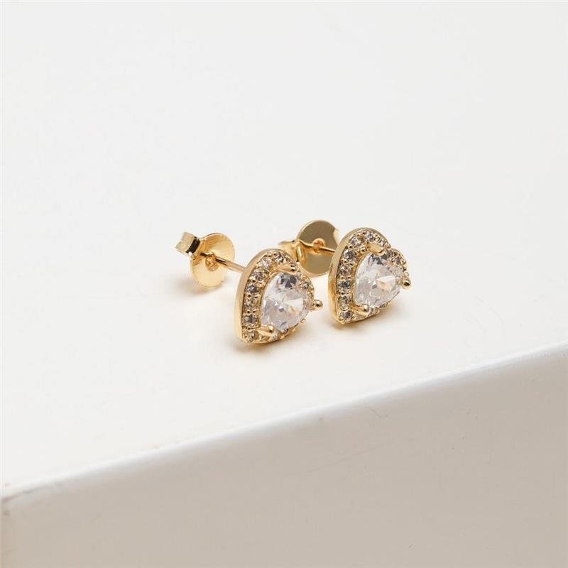 BRINCO FORTUNATO CORAÇÃO 7MM CRAVEJADO CRISTAL NO BRUTO