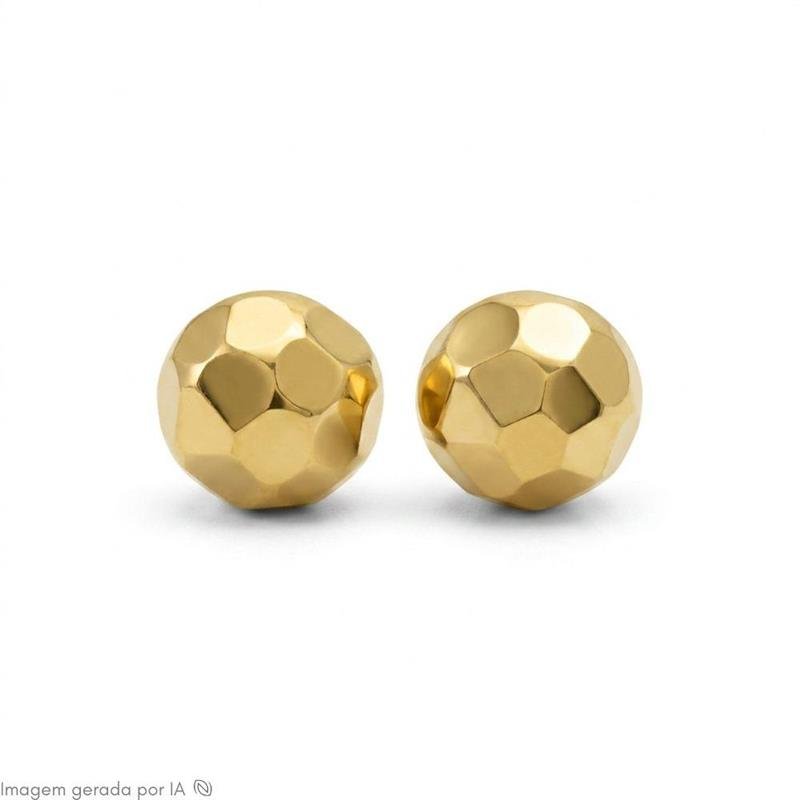 BRINCO FORTUNATO MEIA ESFERA DE ALTA FUSÃO 12MM MARTELADO NO BRUTO