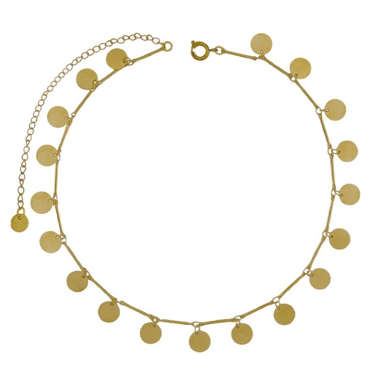 COLAR CHOKER FORTUNATO CORRENTE PALITOS COM CHAPINHAS REDONDAS NO BRUTO