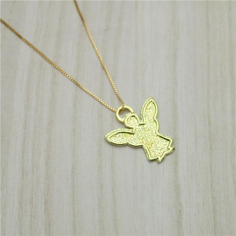 COLAR FORTUNATO VENEZIANA COM ANJO DUPLO NO BRUTO