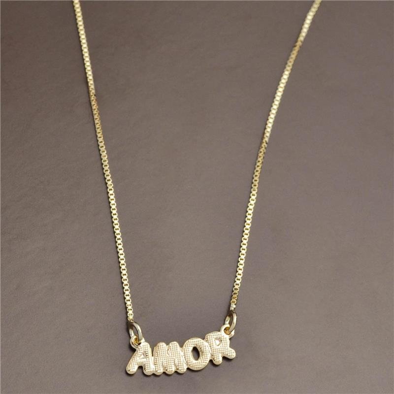 COLAR FORTUNATO VENEZIANA COM PINGENTE AMOR NO BRUTO