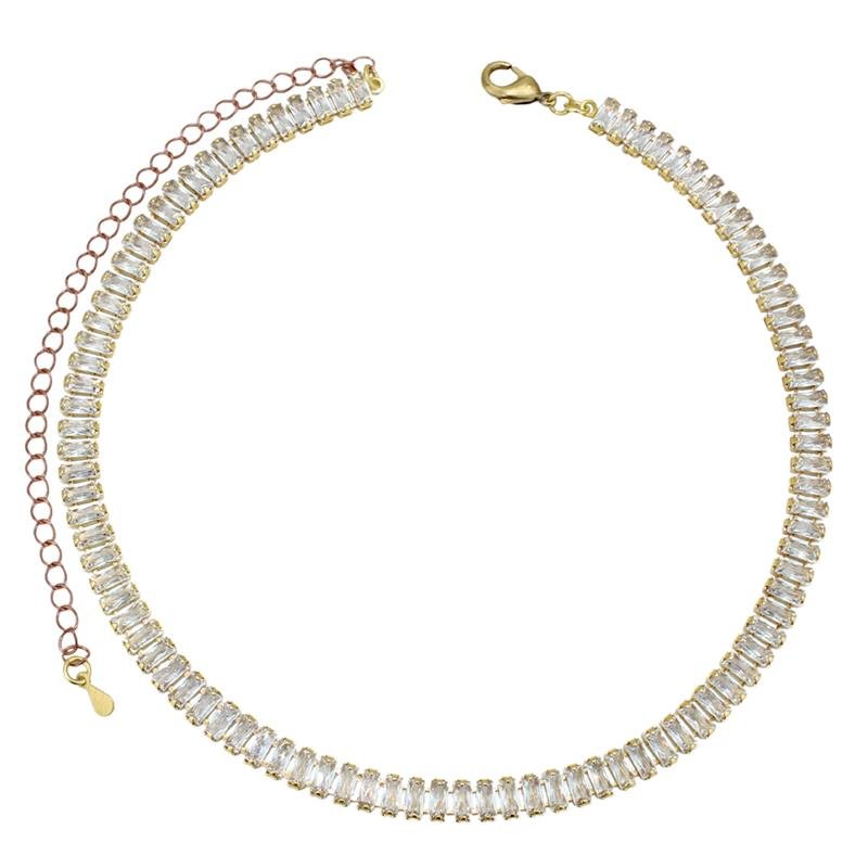 COLAR CHOKER FORTUNATO RIVIERA DE ZIRCÔNIAS BAGUETE 5MM CRISTAL NO BRUTO