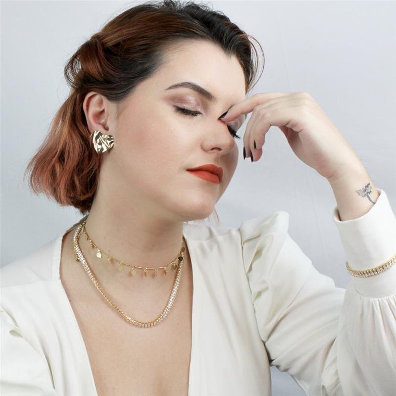 COLAR CHOKER FORTUNATO RIVIERA DE ZIRCÔNIAS BAGUETE 5MM CRISTAL NO BRUTO