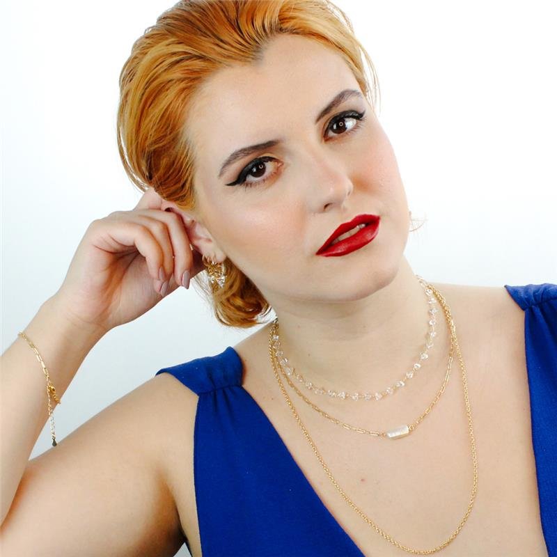 COLAR CHOKER FORTUNATO CORRENTE CRISTAIS DE VIDRO NO BRUTO