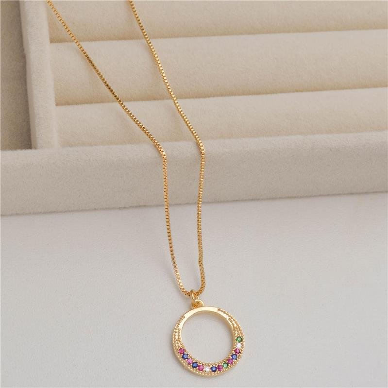 COLAR FORTUNATO VENEZIANA COM ARO CRAVEJADO ZIRCÔNIAS MULTICOLOR - FORTUNATO BRUTOS