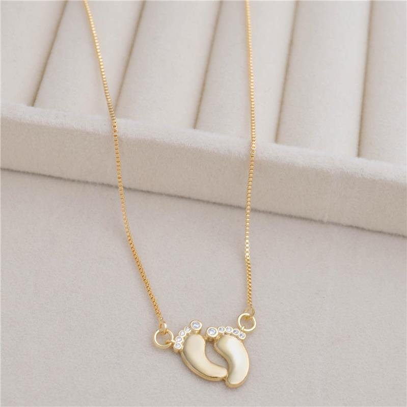 COLAR FORTUNATO VENEZIANA COM PÉS CRAVEJADOS ZIRCÔNIA CRISTAL NO BRUTO