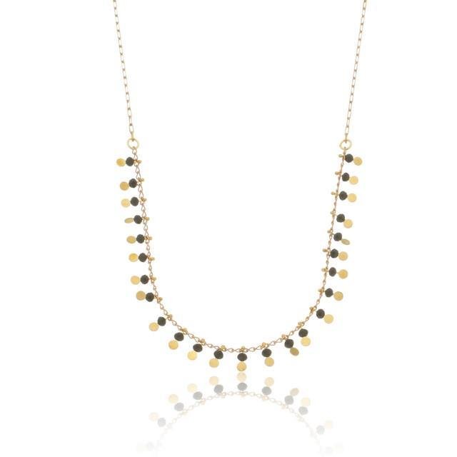 COLAR FORTUNATO CARTIER COM CRISTAIS PRETOS E BOLINHAS NO BRUTO