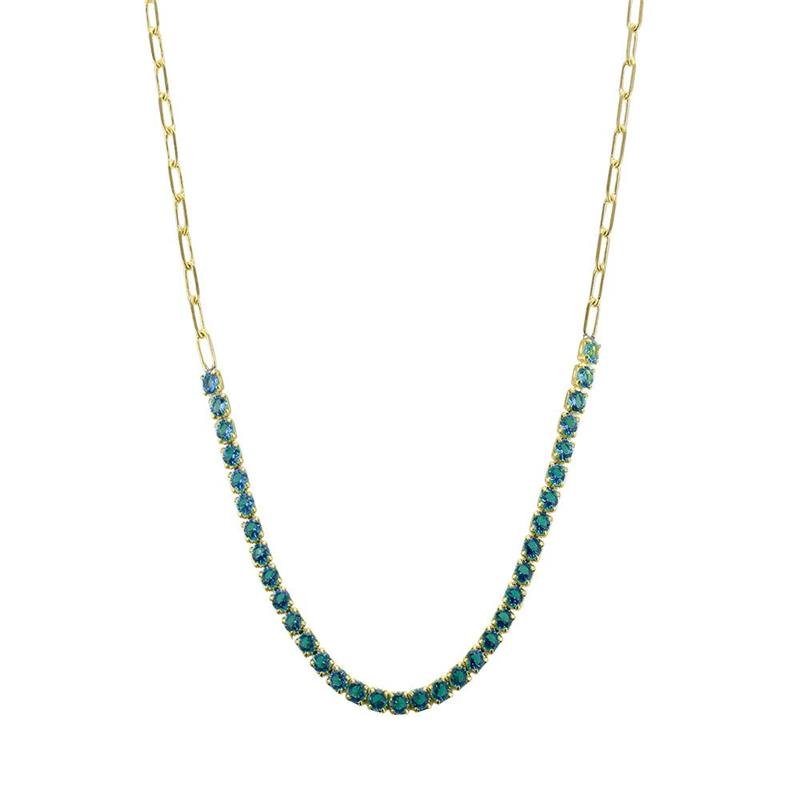 COLAR FORTUNATO CORRENTE CARTIER COM RIVIERA AZUL CLARO NO BRUTO