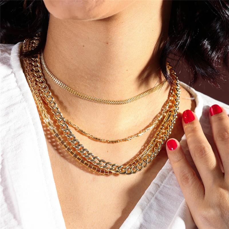 COLAR FORTUNATO CHOKER ELOS OVAIS COM BOLINHAS NO BRUTO