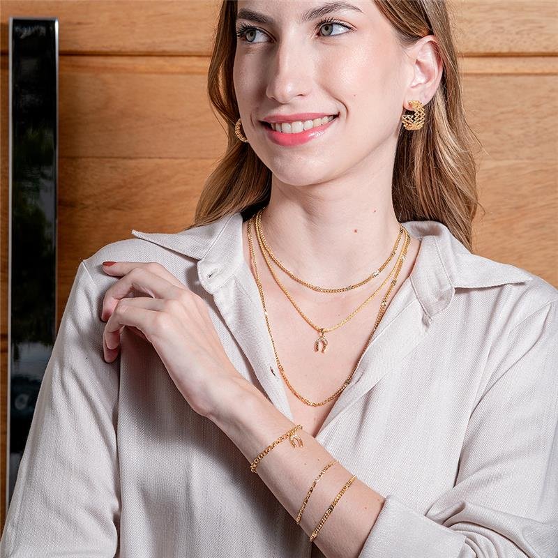 COLAR FORTUNATO GRUMET COM DETALHES DIAMANTADOS NO BRUTO