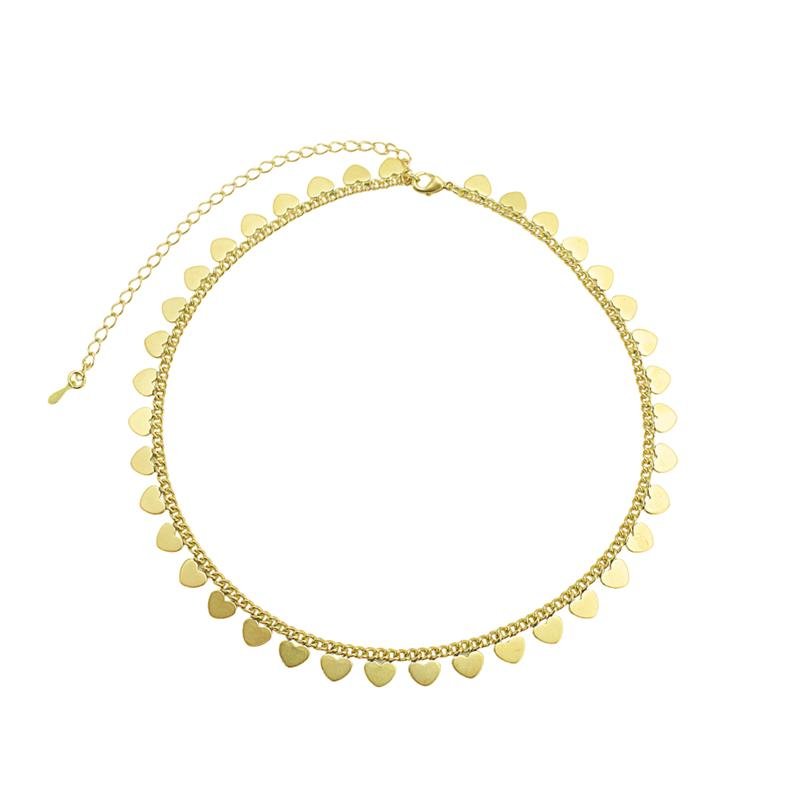 COLAR CHOKER FORTUNATO GRUMET COM CORAÇÕES NO BRUTO 
