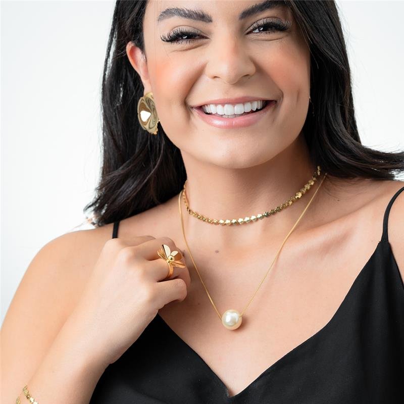 COLAR FORTUNATO VENEZIANA COM PÉROLA 18MM NO BRUTO