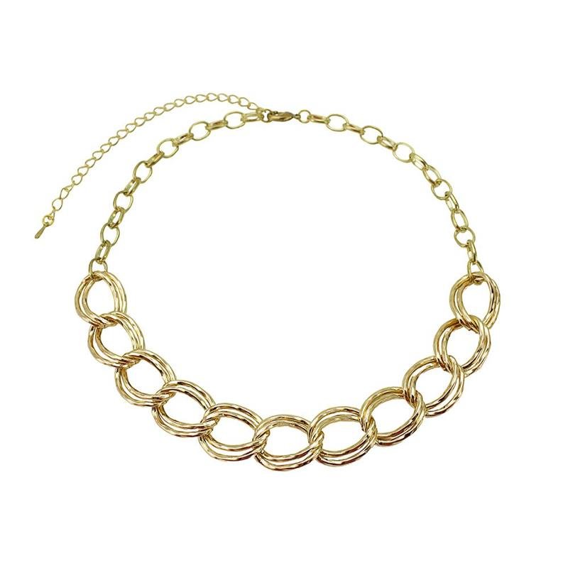 COLAR CHOKER FORTUNATO ELOS OVAIS 6MM COM GRUMET DUPLA 15MM NO BRUTO