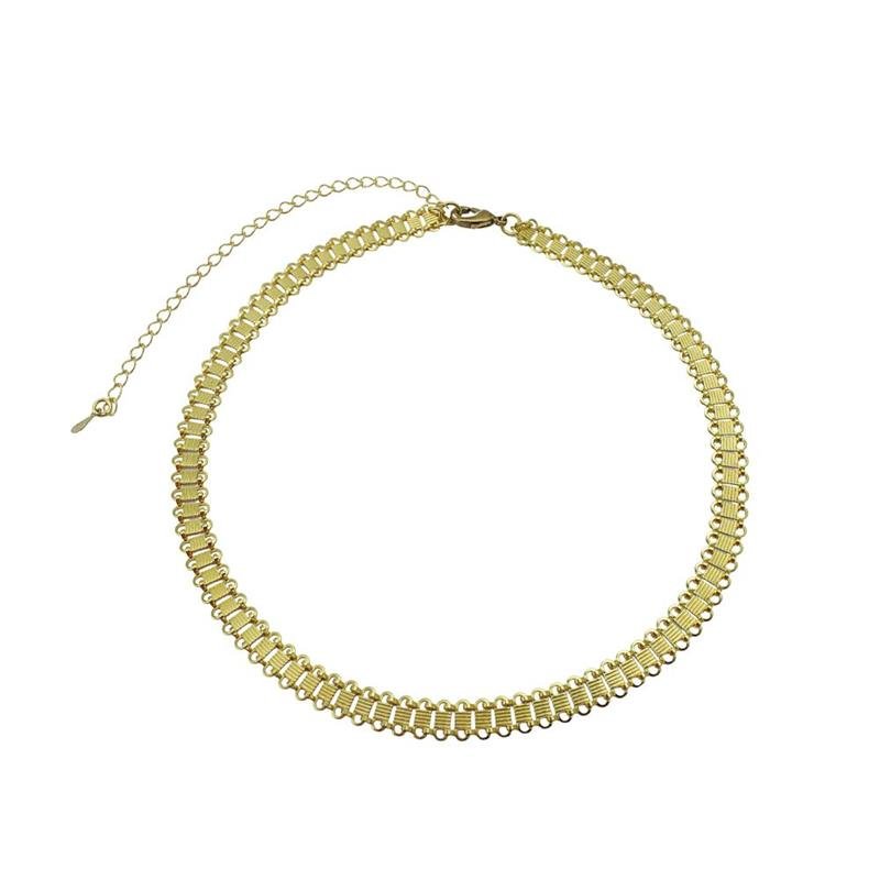 COLAR CHOKER FORTUNATO MALHA LISTRADA 7MM NO BRUTO