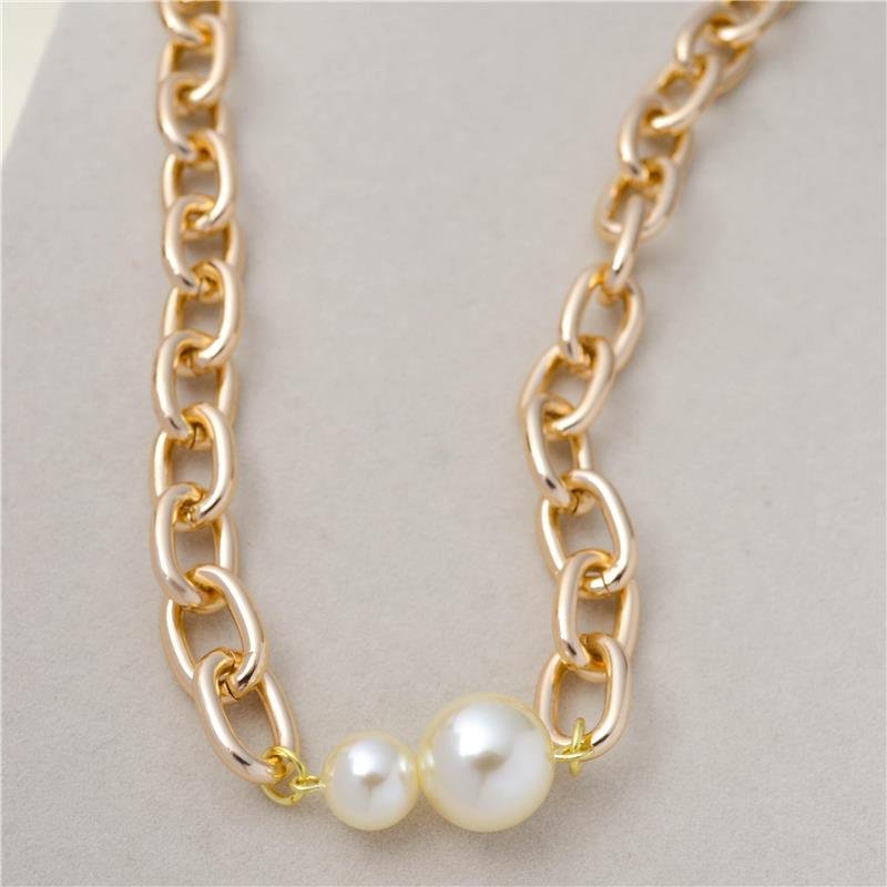 COLAR CHOKER FORTUNATO ELOS OVAIS 10MM COM PÉROLAS 10MM E 14MM NO BRUTO