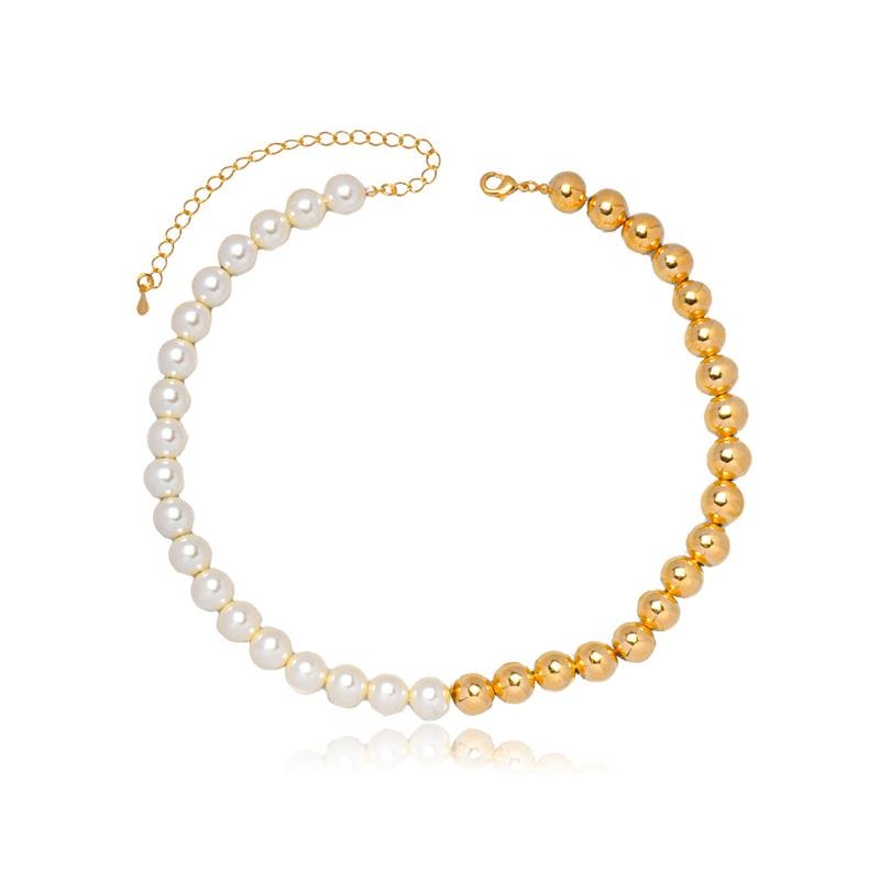 COLAR CHOKER FORTUNATO CORRENTE PÉROLAS E ESFFERAS 10MM NO BRUTO 