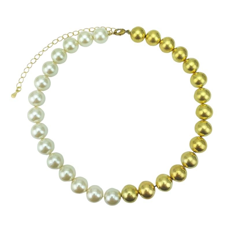 COLAR CHOKER FORTUNATO CORRENTE PÉROLAS E ESFERAS 12MM NO BRUTO 