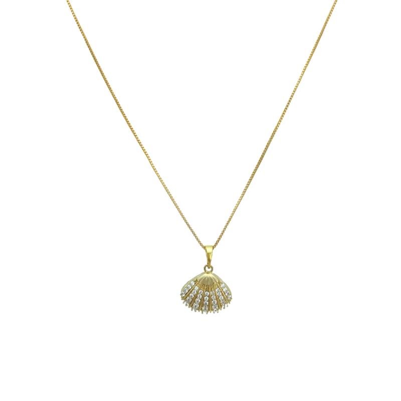 COLAR FORTUNATO VENEZIANA COM CONCHA CRAVEJADA CRISTAL NO BRUTO