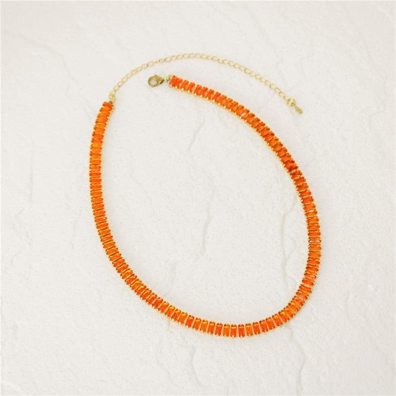 COLAR FORTUNATO RIVIERA ZIRCÔNIAS BAGUETE 2,5X5MM APEROL NO BRUTO