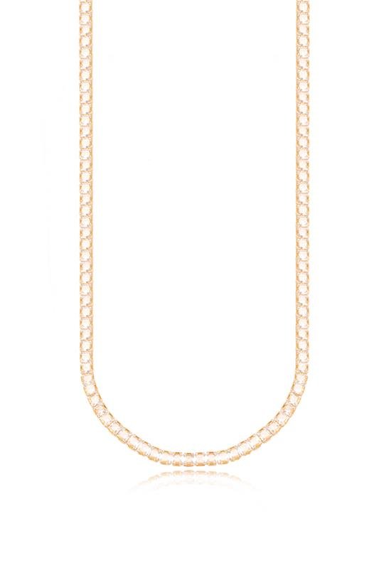 COLAR FORTUNATO RIVIERA ZIRCÔNIAS CARRÉ 4X4M CRISTAL COM FECHO ITALIANO NO BRUTO