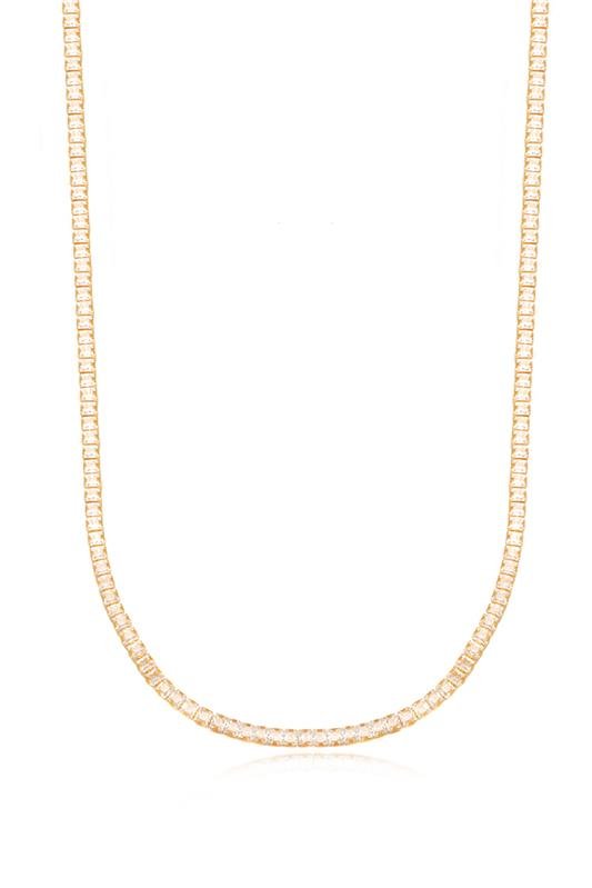 COLAR FORTUNATO RIVIERA ZIRCÔNIAS CARRÉ 3X3MM CRISTAL COM FECHO ITALIANO NO BRUTO