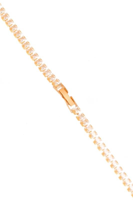 COLAR FORTUNATO RIVIERA ZIRCÔNIAS CARRÉ 3X3MM CRISTAL COM FECHO ITALIANO NO BRUTO