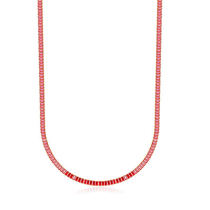 COLAR FORTUNATO RIVIERA ZIRCÔNIAS BAGUETE 2X4MM RUBI NO BRUTO
