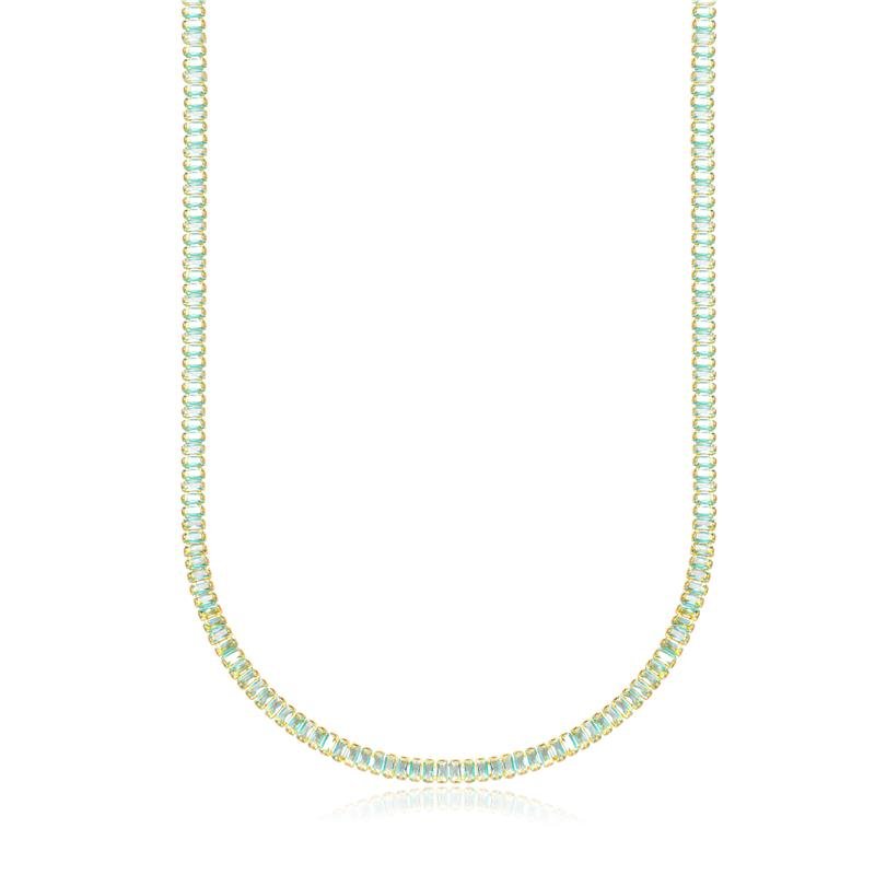 COLAR FORTUNATO RIVIERA ZIRCÔNIAS BAGUETE 2X4MM TURMALINA NO BRUTO