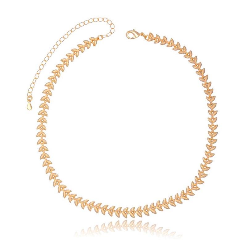 COLAR CHOKER FORTUNATO FOLHAS DUPLAS TEXTURIZADAS NO BRUTO