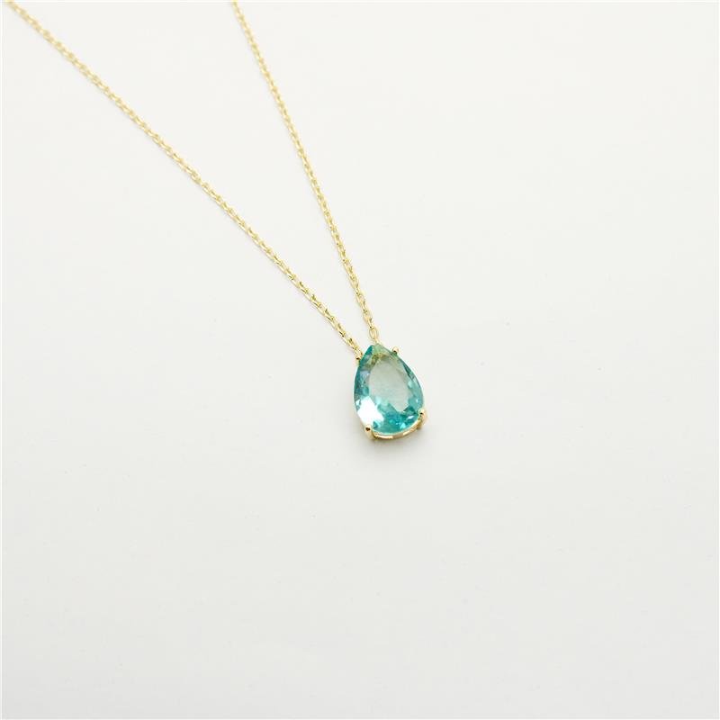 COLAR FORTUNATO CORRENTE AMERICANA COM ZIRCÔNIA GOTA 10X14MM 4 GARRAS NO BRUTO