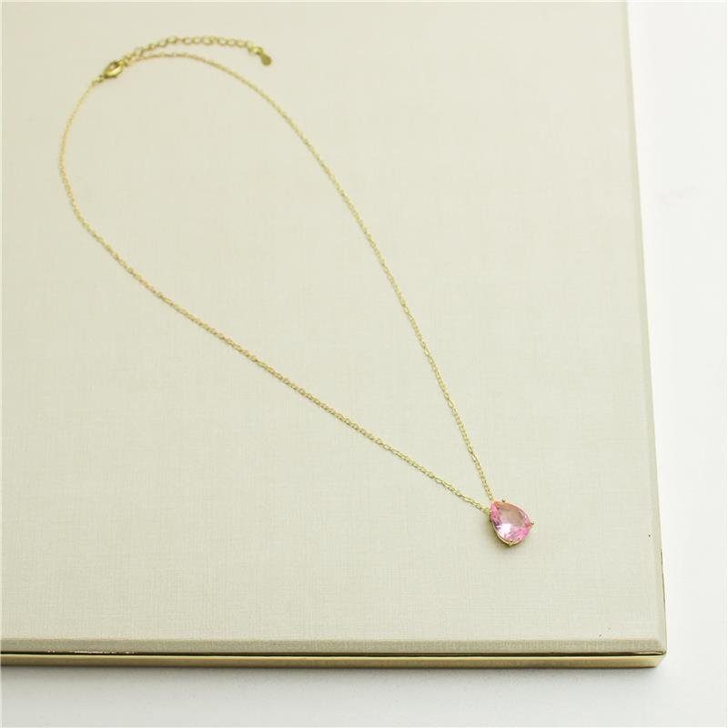 COLAR FORTUNATO CORRENTE AMERICANA COM ZIRCÔNIA GOTA 10X14MM 4 GARRAS NO BRUTO