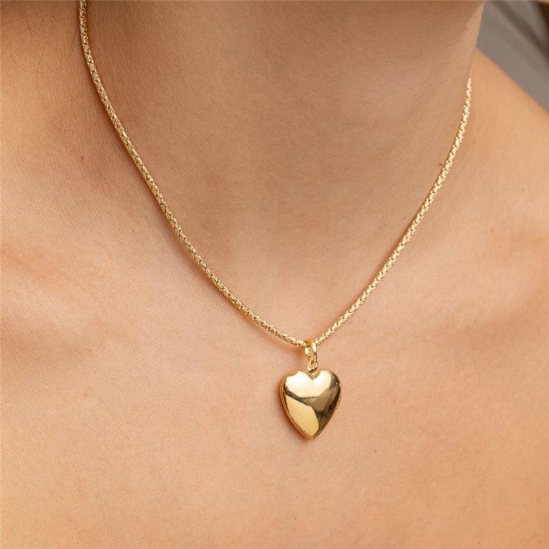 PINGENTE FORTUNATO RELICÁRIO CORAÇÃO LISO 22MM NO BRUTO