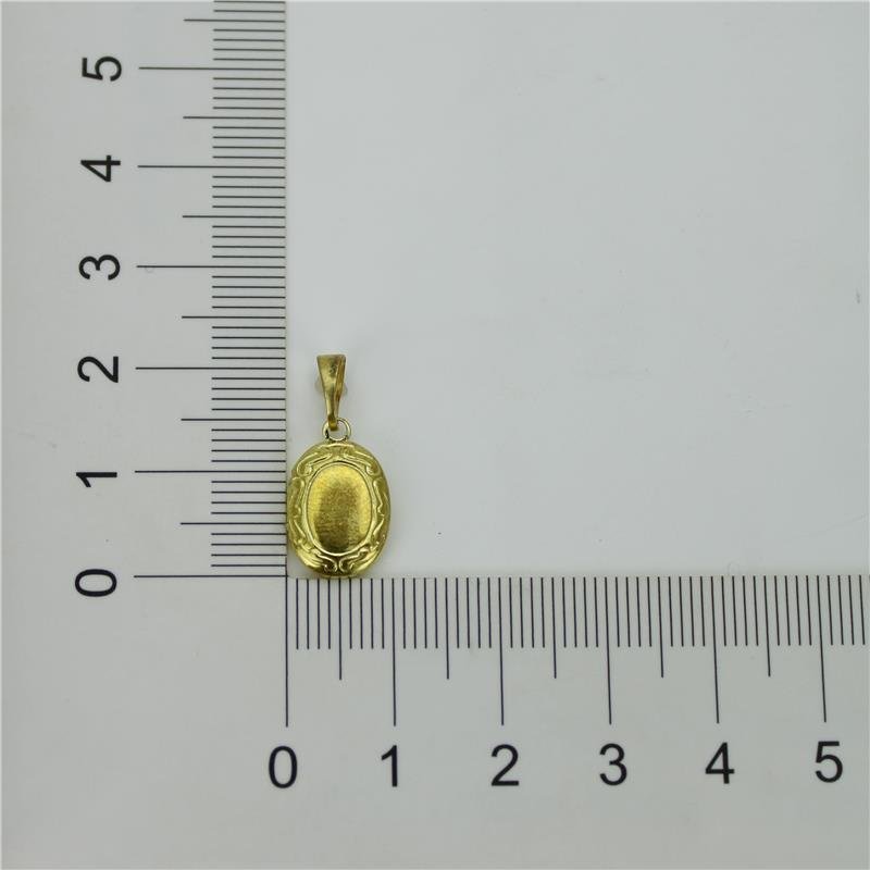 PINGENTE FORTUNATO RELICÁRIO OVAL 13MM COM BORDA ESTAMPADA NO BRUTO