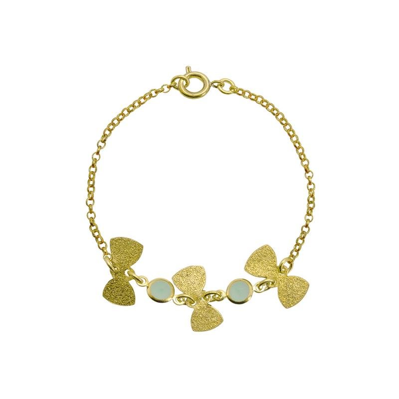 PULSEIRA INFANTIL FORTUNATO ELO PORTUGUÊS COM LAÇOS DIAMANTADOS E ZIRCÔNIAS NO BRUTO