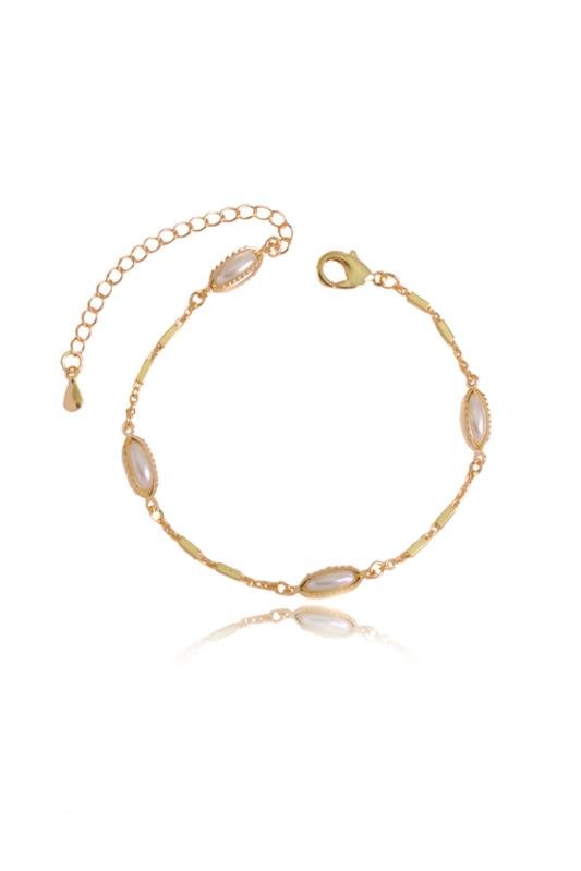 PULSEIRA FORTUNATO DE PÉROLAS EM ARO E CORRENTE COM CANUTILHOS NO BRUTO