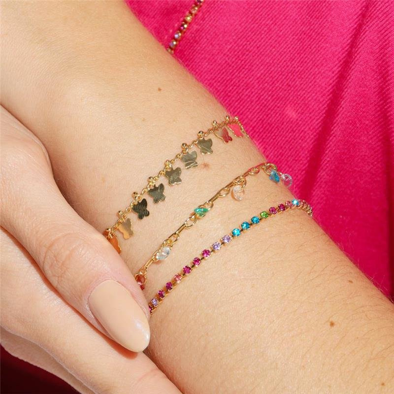 PULSEIRA FORTUNATO GRUMET COM CHAPINHAS DE BORBOLETA NO BRUTO